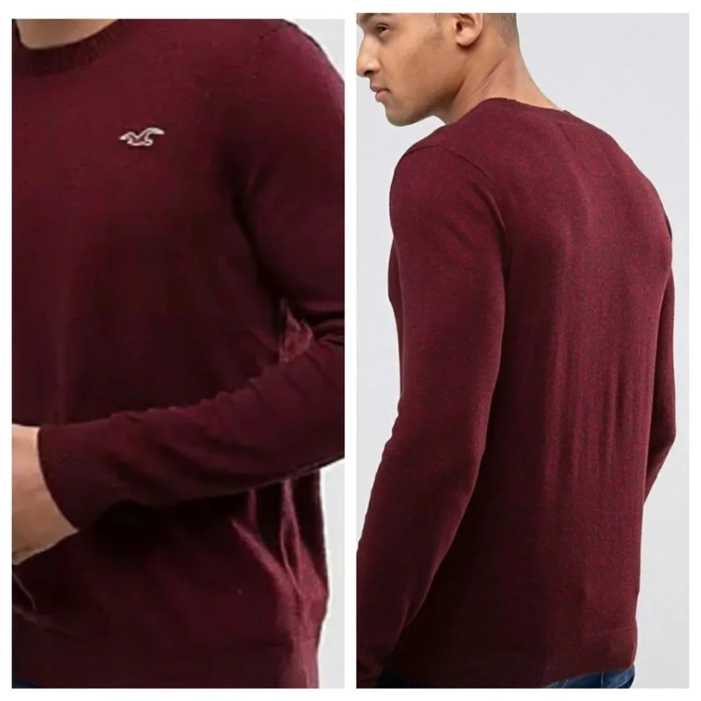 HOLLISTER Men’s Academia Preppy
Slim‎ Fit Knit Burgundy Pullover Sweater XS Y2K